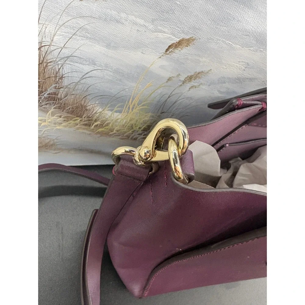 Kate Spade New York Plum Purple Leather Satchel Crossbody Bag Gold Hardware